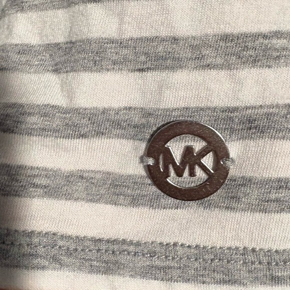 Michael Kors Gray White Short Sleeve Cutout Tee - Picture 3 of 5